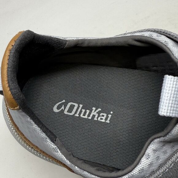 Olukai Nanea Li Shoes Mens 10 Gray Canvas Casual Comfort Lace Up Low Sneakers - Picture 10 of 14